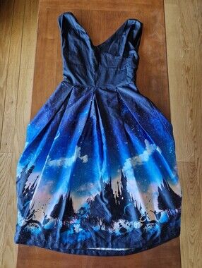 Lindy Bop Niight Castle Panel Skirt - Blue Black